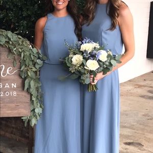 Slate dusty blue bridesmaid dress Bill Levkoff 1453